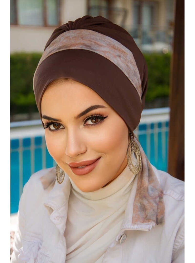AİŞE TESETTÜR Ebru Batik Desen Bantlı Bone