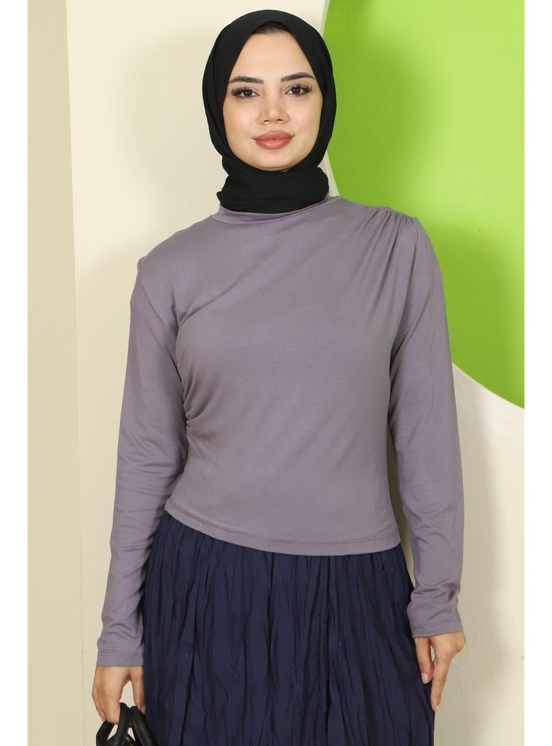 Hafsa Mina Gri Drapeli Body Hafsa Mina Gri Drapeli Body