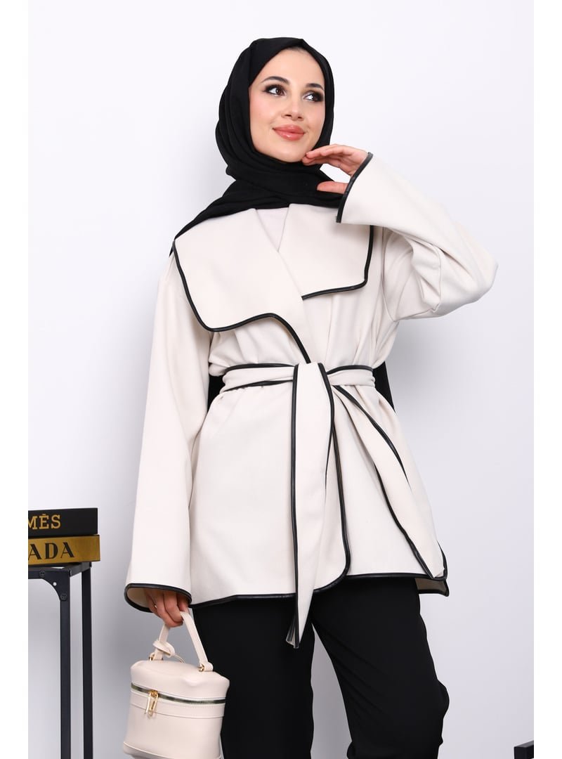 İmaj Butik Taş Deri Biyeli Şal Yaka Kaşe Ceket İmaj Butik Taş Deri Biyeli Şal Yaka Kaşe Ceket