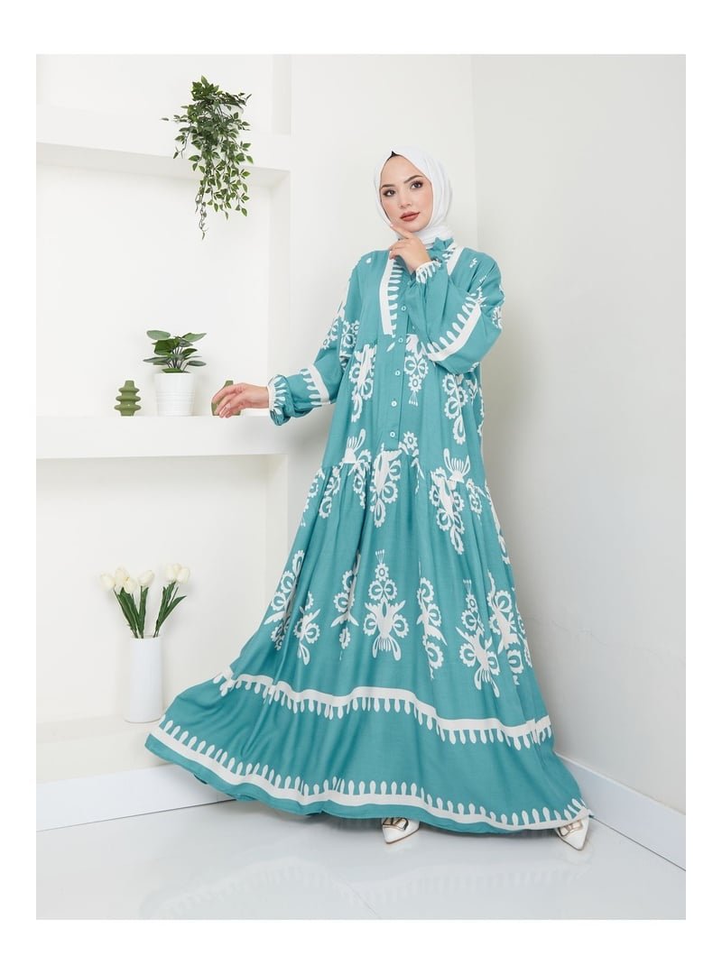 Volt Clothing Yeşil Etnik Desenli Elbise