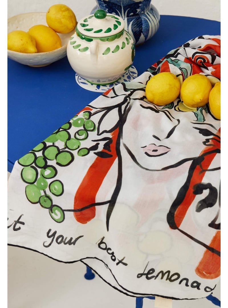 FRESHSCARFS Kırmızı Lemonade Desen Pamuk Vual Eşarp