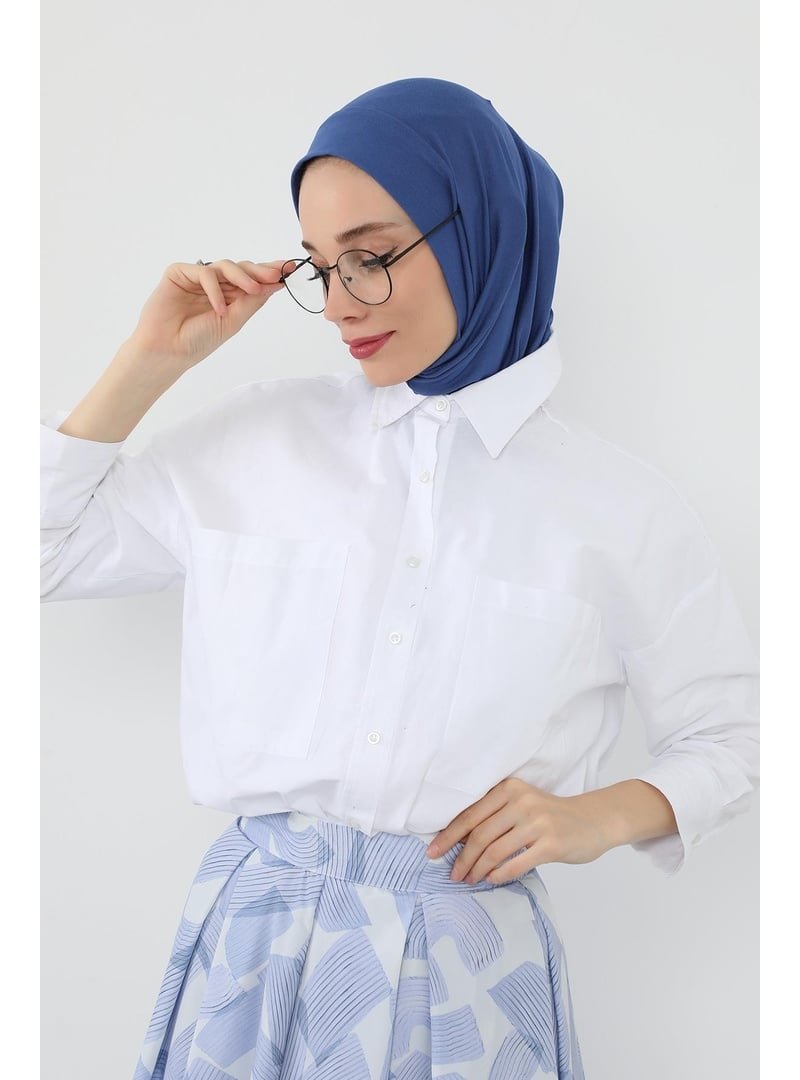Aisha`s Design İndigo Boyun Kapatıcı Özellikli Ve Kulaklık Girişli Penye Bone,b