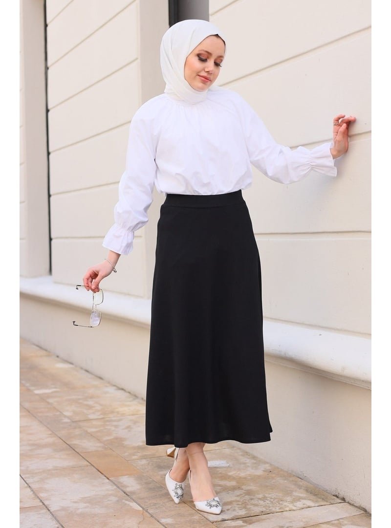 Volt Clothing Siyah Sütlü Kahve Kloş Etek