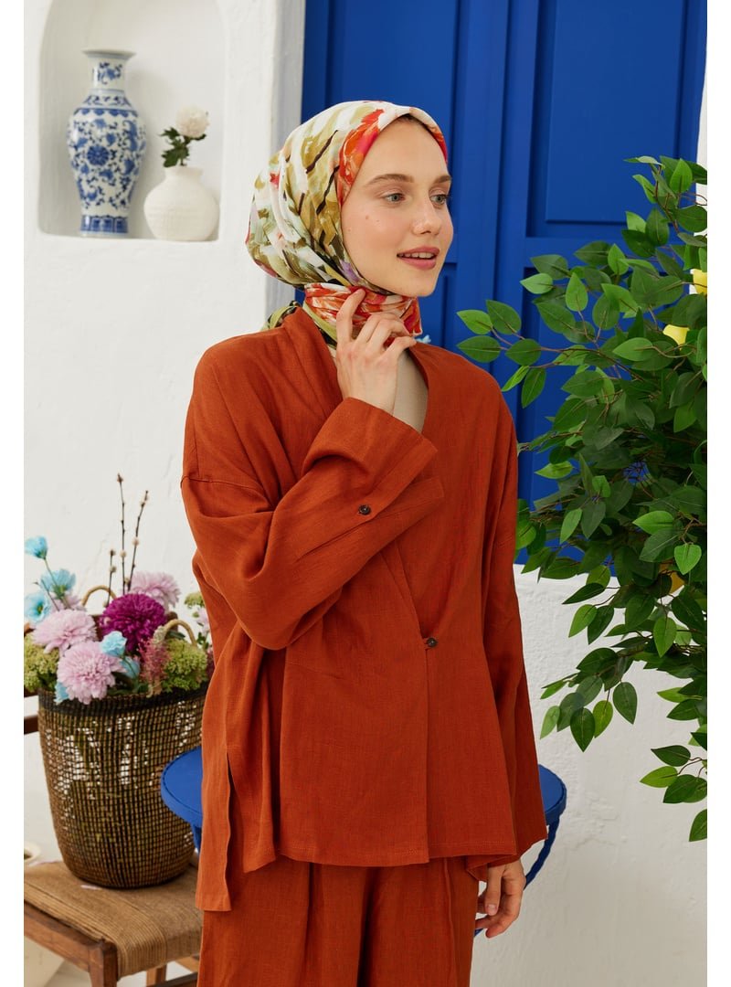 FRESHSCARFS Sprıng Flora Desen Pamuk Vual Eşarp Gün Işığı