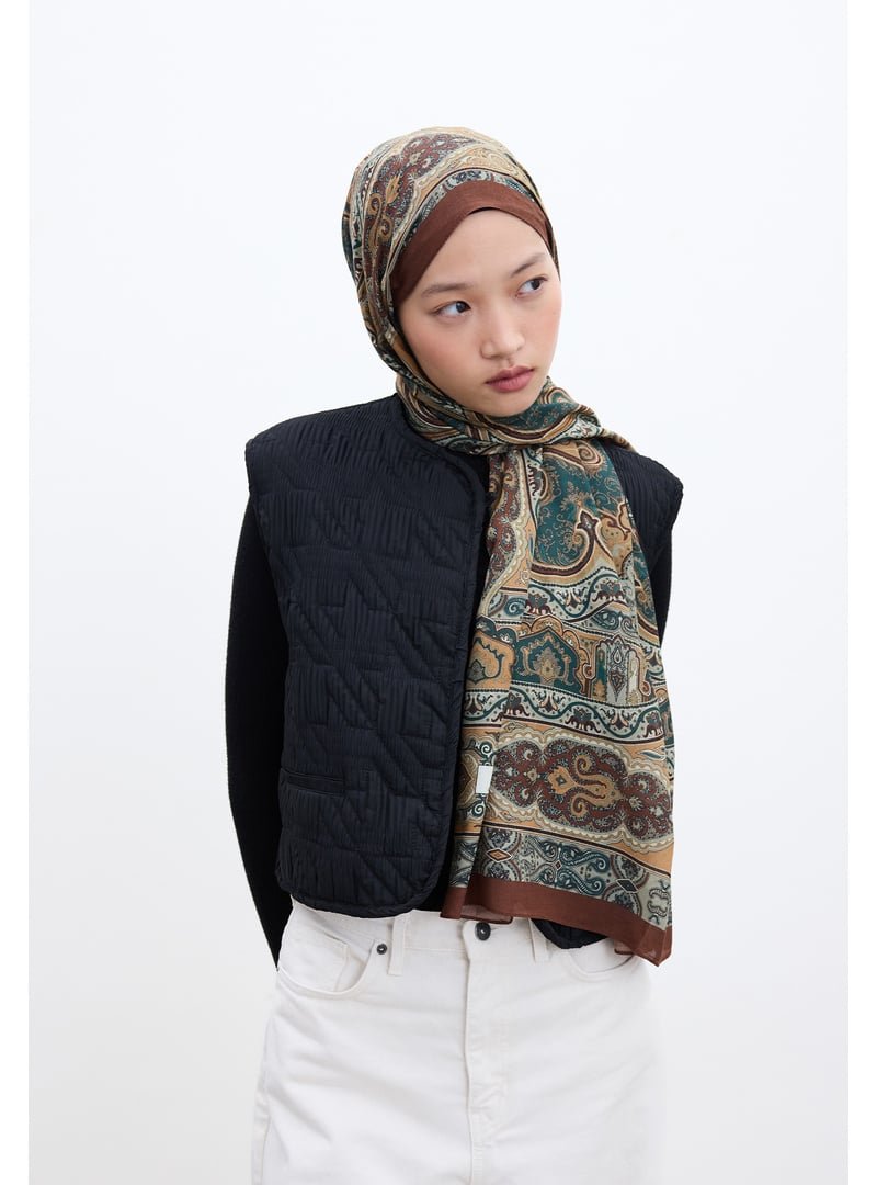 FRESHSCARFS Koyu Kahve Vera Desen Şal