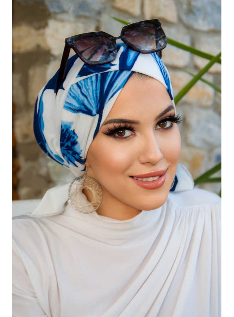 AİŞE TESETTÜR Yaprak Desen Çapraz Bone
