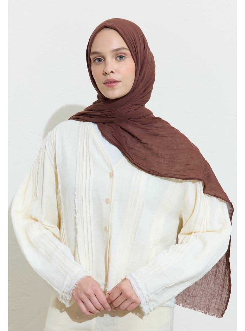 FRESHSCARFS Pamuklu Keten Şal Brownıe
