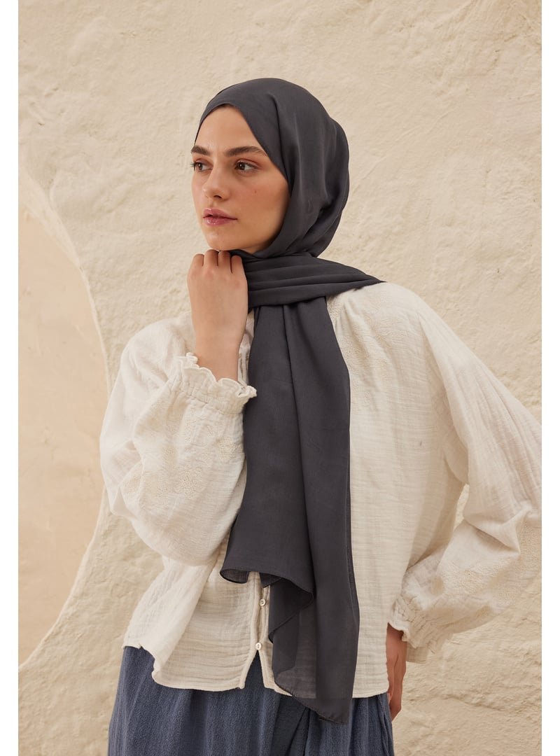 FRESHSCARFS Gri Rami Viskon Şal Mavi