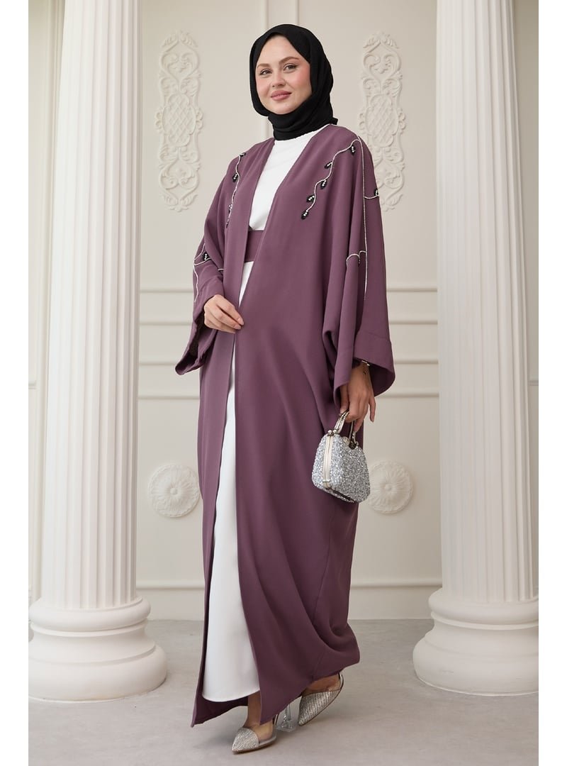 InStyle Gül Kurusu Sarmaşık Desen Taşlı Elbiseli Abaya