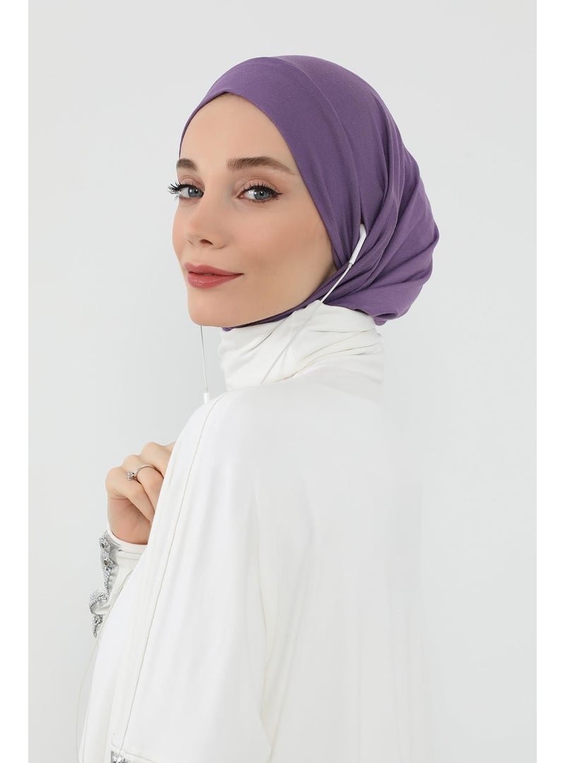 Aisha`s Design Mor Boyun Kapatıcı Özellikli Ve Kulaklık Girişli Penye Bone,b