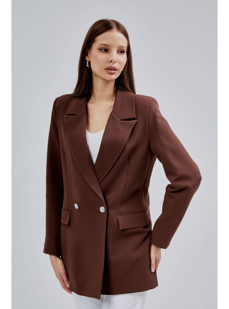 Bolivente Acı Kahve Oversize Dokuma Blazer Ceket
