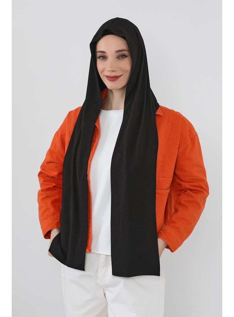 Aisha`s Design Siyah İç Boneli Hazır Penye Şal,ps