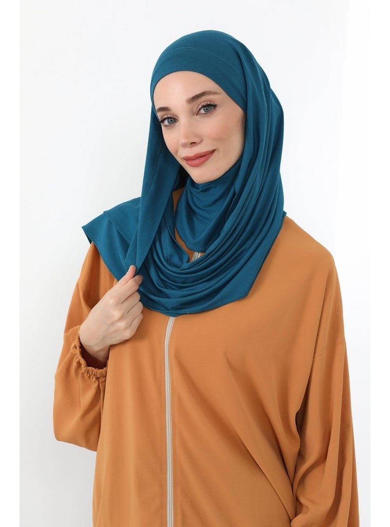 Aisha`s Design Petrol Boyun Kapatan Peçe Özellikli Penye Boneli Şal,ps