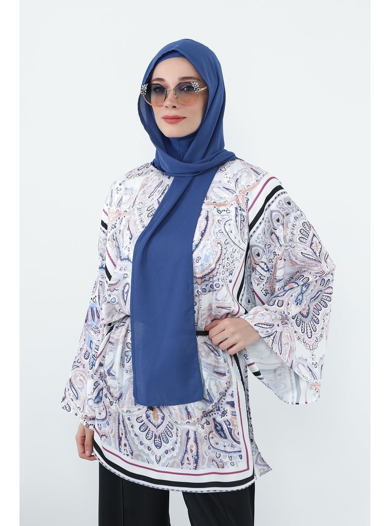 Aisha`s Design İndigo Penye İç Boneli Krep Şal,ps