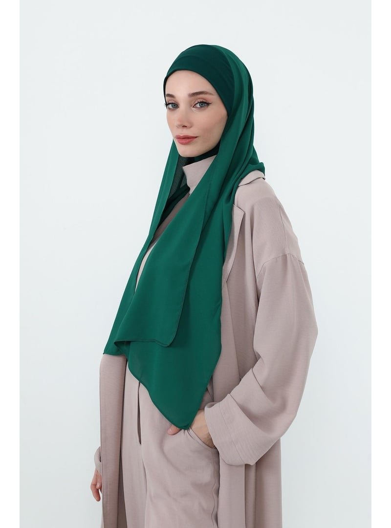 Aisha`s Design Yeşil Boyun Kapatan Penye İç Boneli Krep Şal,ps