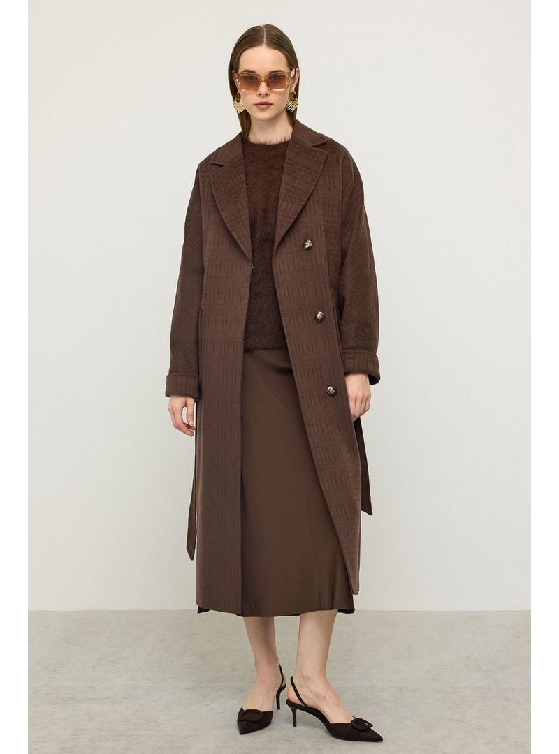 Olcay Torba Cepli Kendinden Desenli Oversize Limited Edition Kaban Kahve