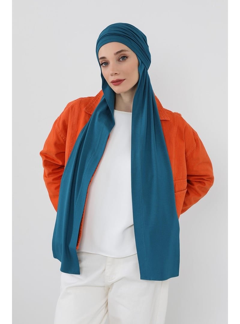 Aisha`s Design Petrol İç Boneli Hazır Penye Şal,ps Aisha`s Design Petrol İç Boneli Hazır Penye Şal,ps