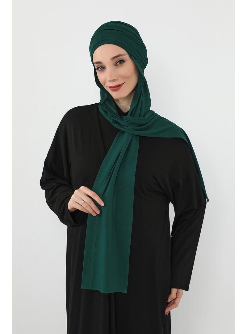 Aisha`s Design Yeşil İç Boneli Hazır Penye Şal,ps