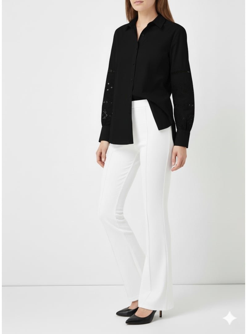 Benguen Beyaz İspanyol Paça Pantolon