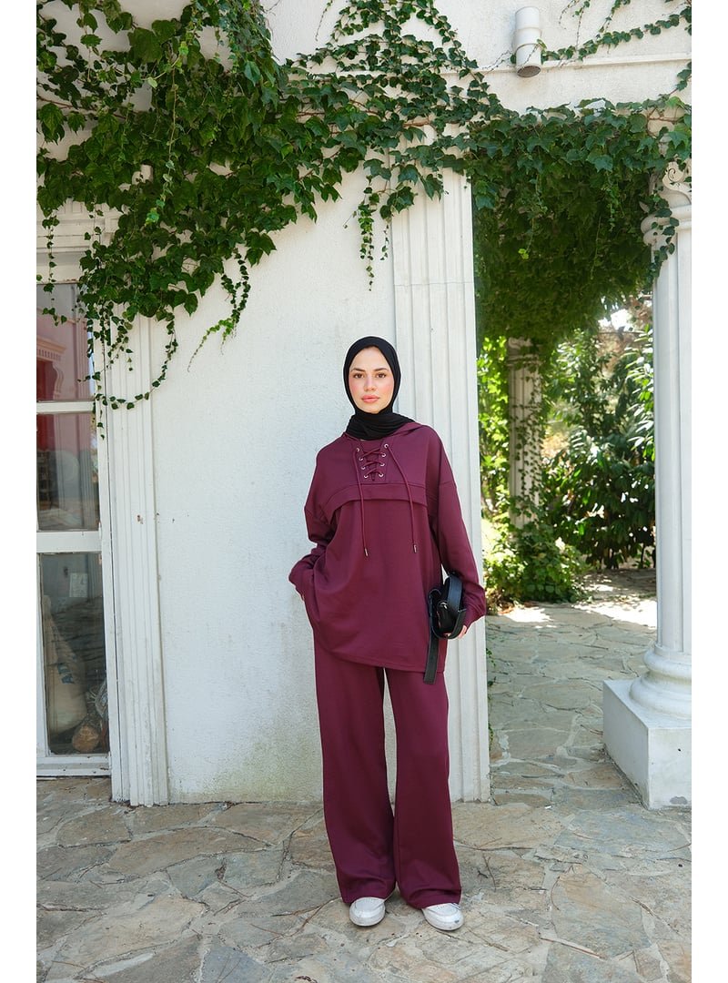 Locco Moda Bordo Kordonlu Takım