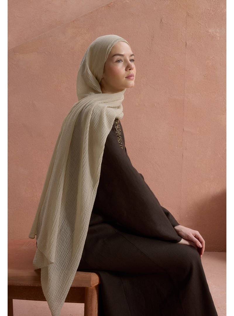 FRESHSCARFS Bej Modal Krinkıl Şal Naturel