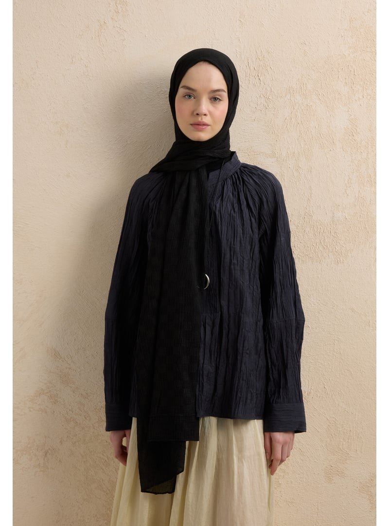 FRESHSCARFS Siyah Modal Damalı Şal