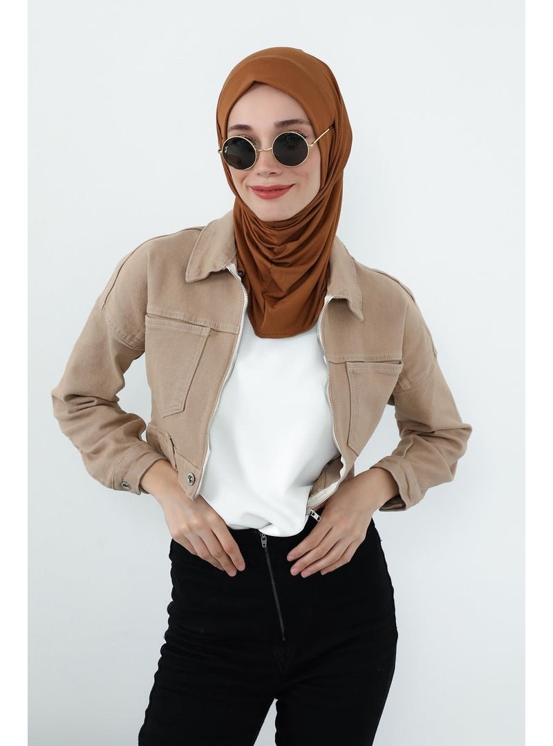 Aisha`s Design Koyu Hardal Boyun Kapatıcı Özellikli Ve Kulaklık Girişli Penye Bone,b
