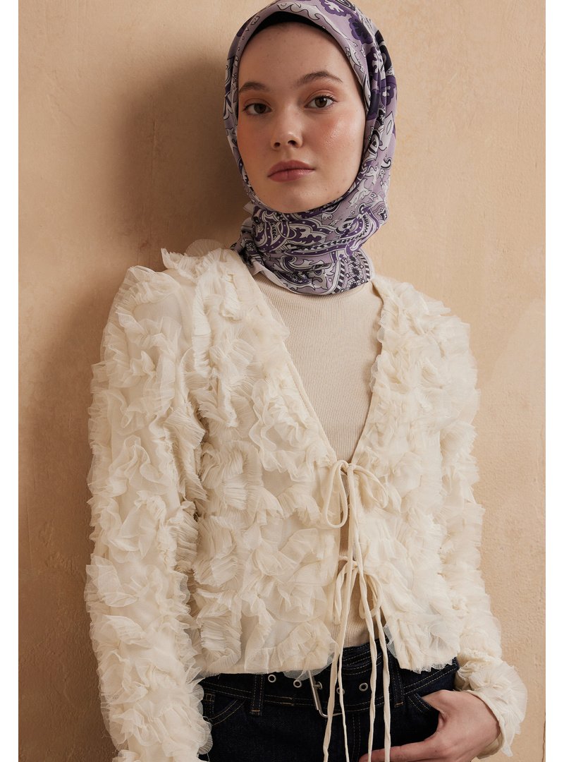 FRESHSCARFS Leylak Lena Desen Pamuk İpek Eşarp