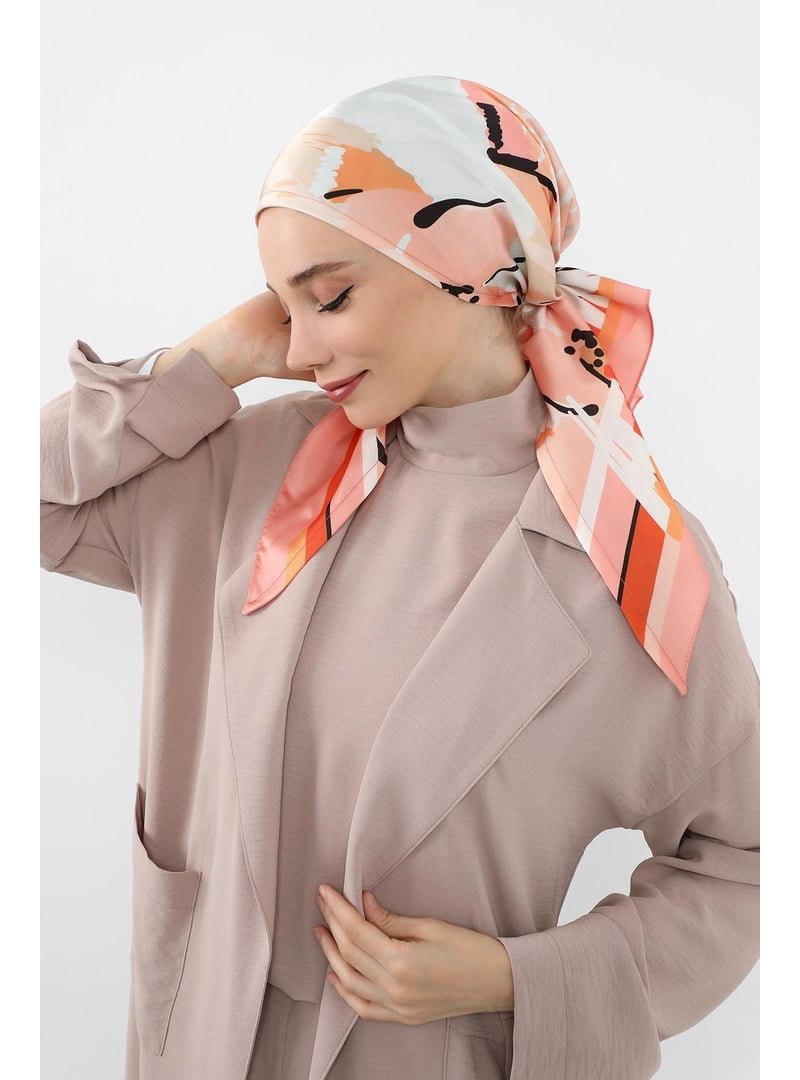 Aisha`s Design Desen V1 Arkadan Bağlanabilir Desenli Saten Bone Türban,db