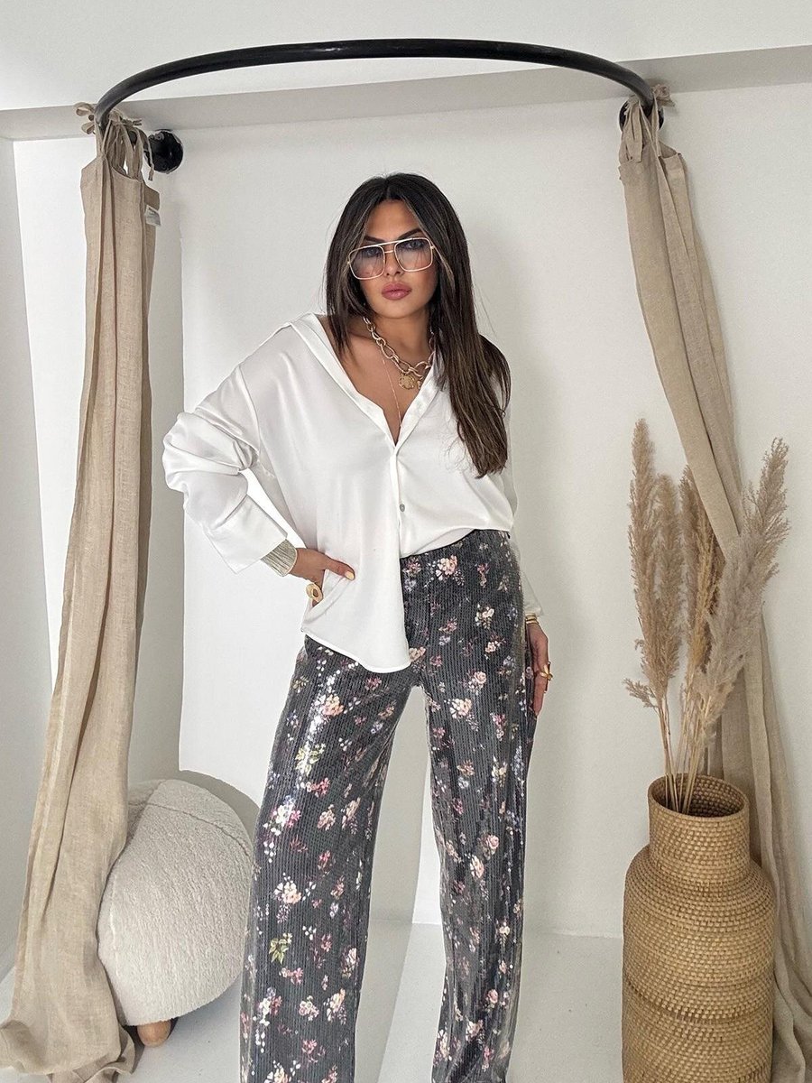 Sohotique By P Siyah Payetli Çiçek Desen Pantolon