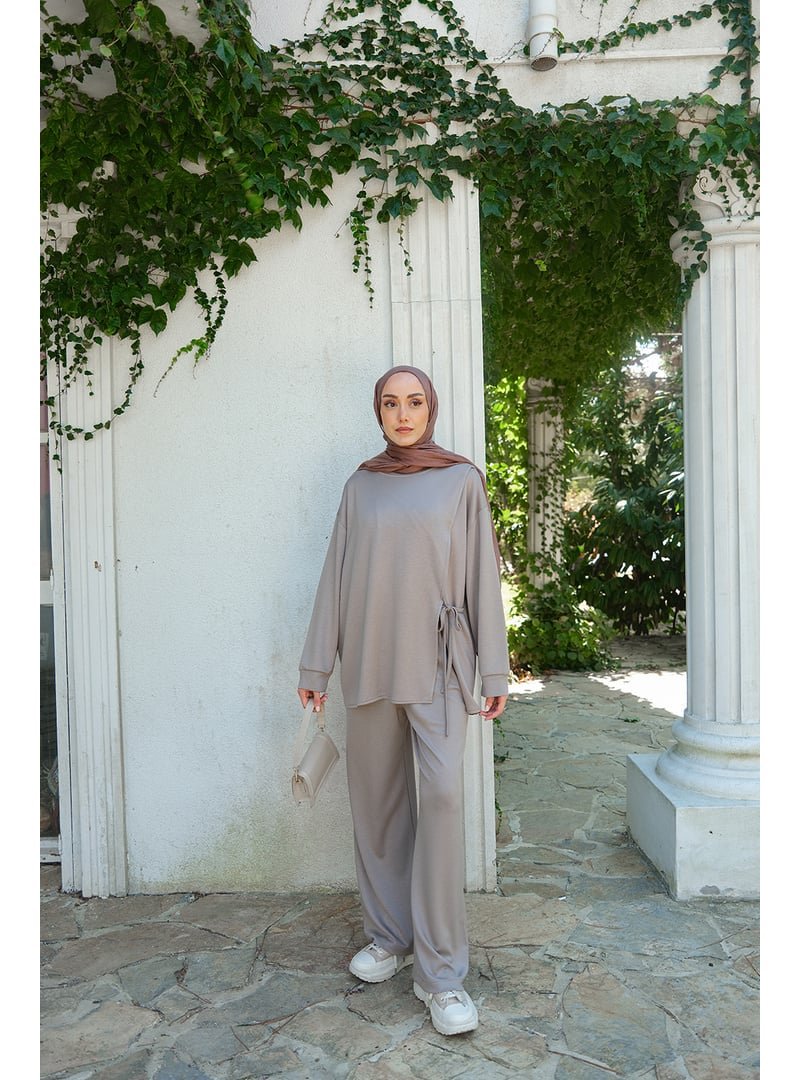 Locco Moda Gri Yandan Bağlamalı Takım