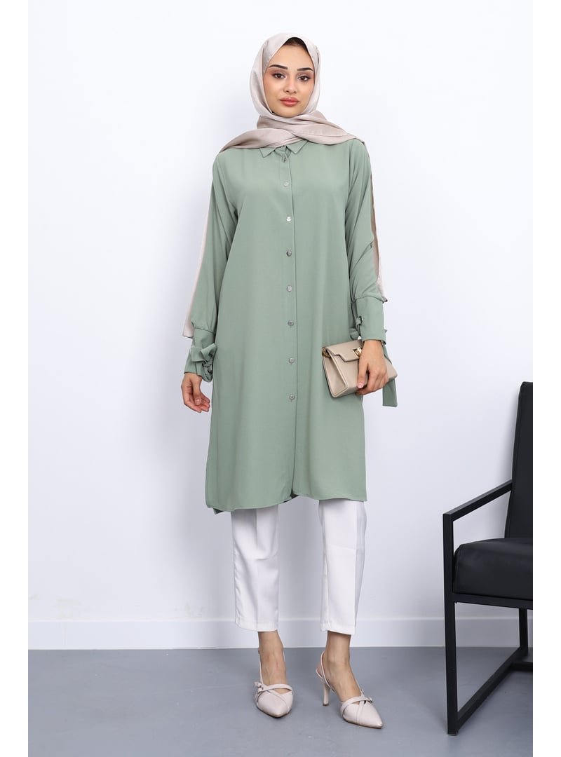 İmaj Butik Haki Kol Bağlamalı Tunik