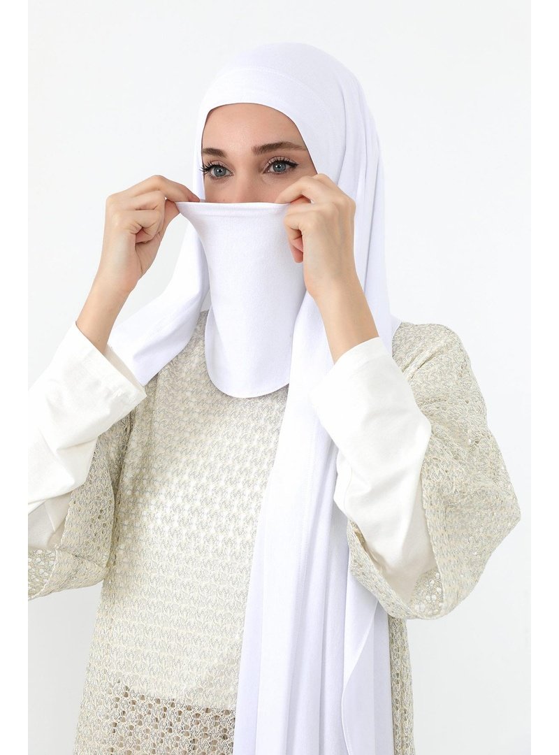 Aisha`s Design Lacivert Boyun Kapatan Peçe Özellikli Penye Boneli Şal,ps