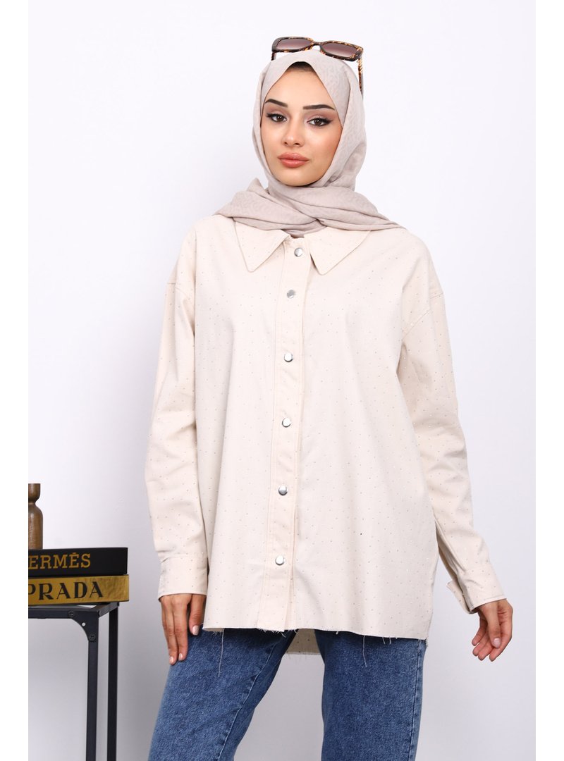 İmaj Butik Taş Taşlı Gabardin Gömlek İmaj Butik Taş Taşlı Gabardin Gömlek