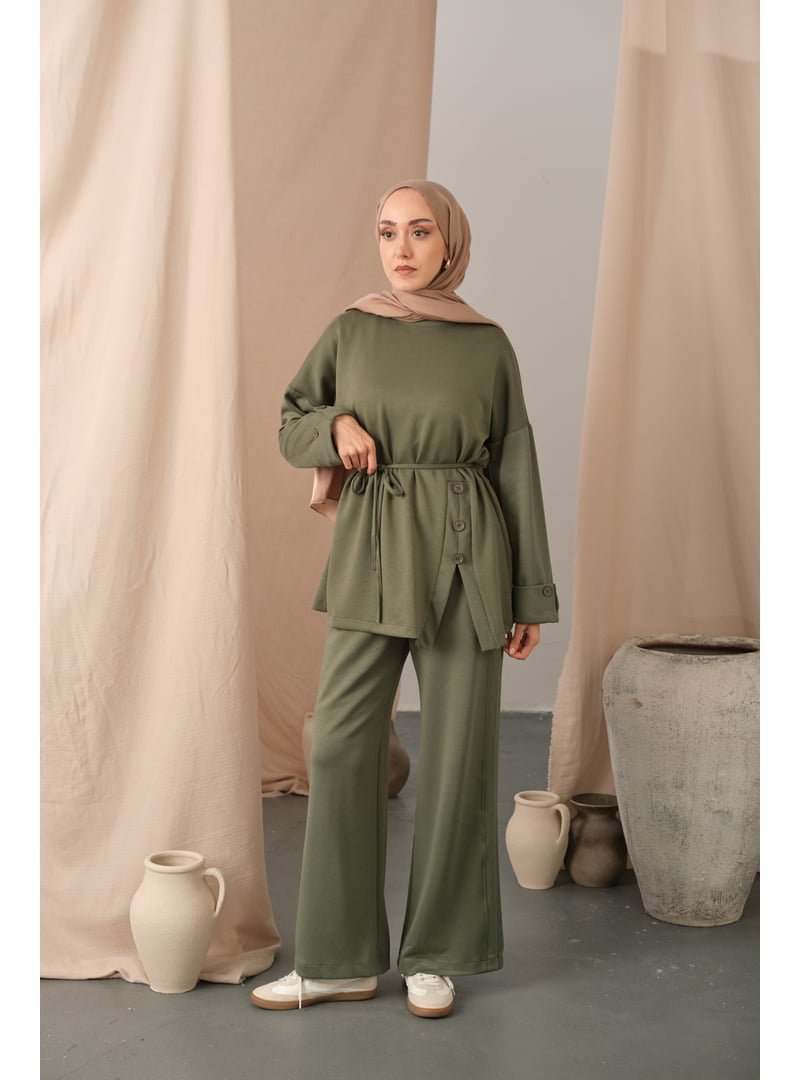 Locco Moda Yeşil Yan Düğme Detay Takım