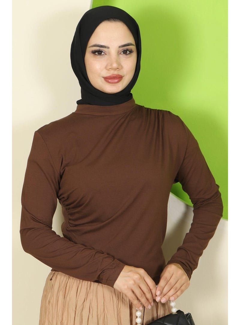 Hafsa Mina Kahverengi Drapeli Body Hafsa Mina Kahverengi Drapeli Body