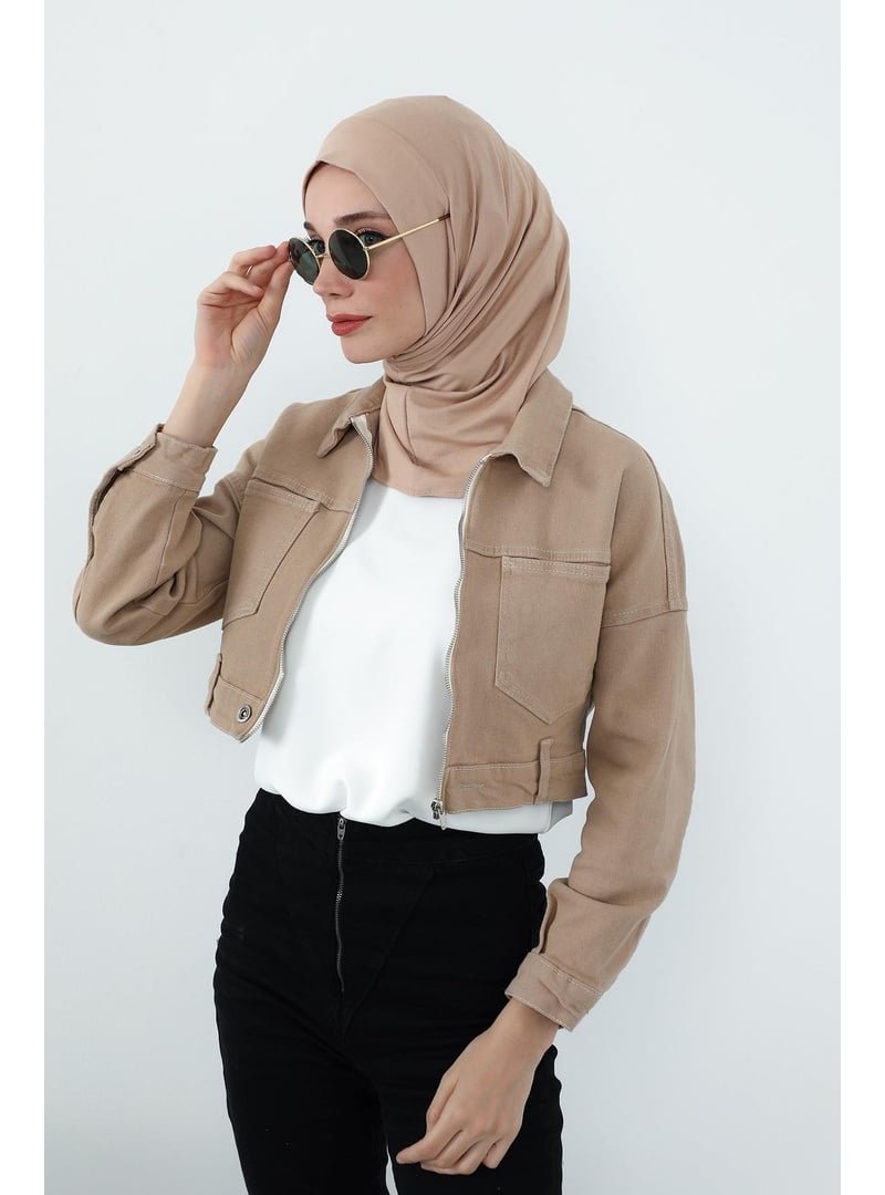 Aisha`s Design Sütlü Kahve Boyun Kapatıcı Özellikli Ve Kulaklık Girişli Penye Bone,b