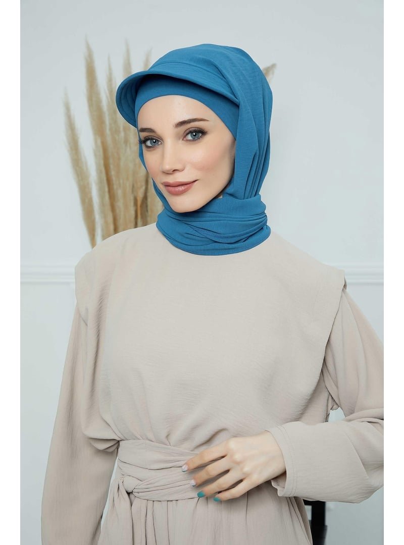 Aisha`s Design 1a İndigo Siperlikli Aerobin Şal,ss