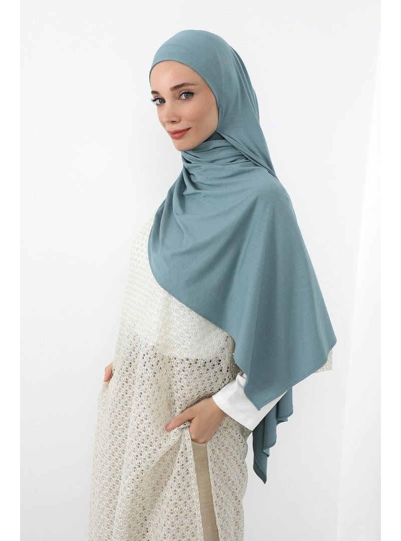 Aisha`s Design Koyu Mint Boynu Kapatan Ninja Boneli Pratik Penye Şal,ps