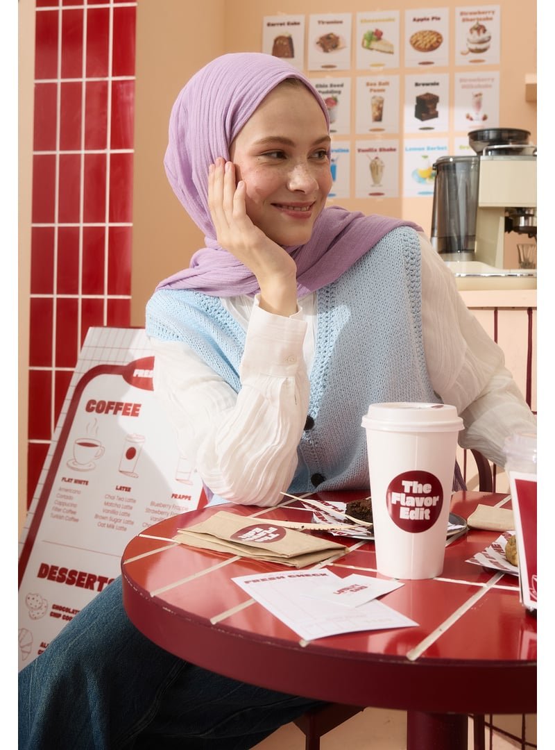 FRESHSCARFS Pamuklu Keten Şal Taro Bubble Tea