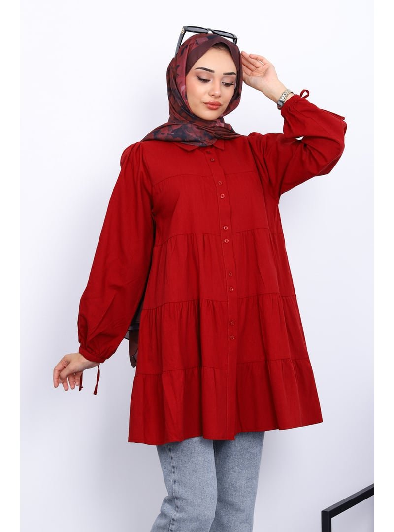 İmaj Butik Bordo Kol Bağcıklı Tunik