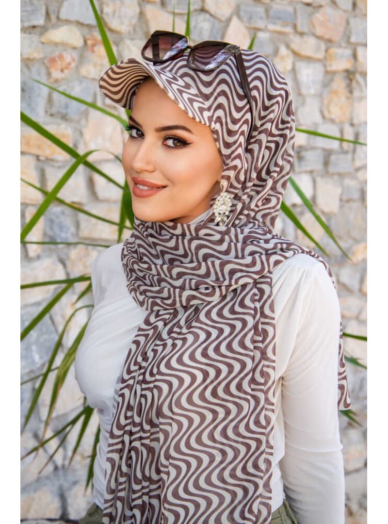AİŞE TESETTÜR Helezon Desen Kepli Bandana Şapka Şal