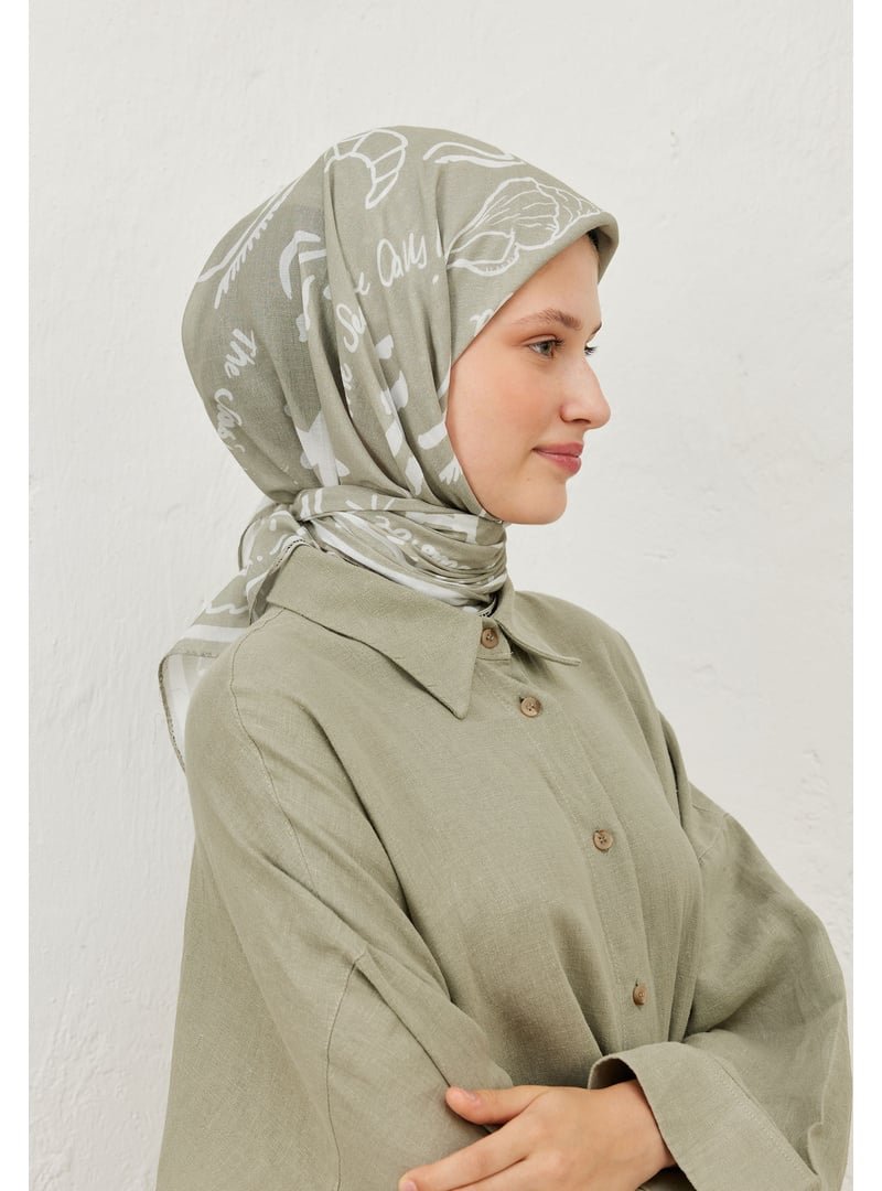 FRESHSCARFS Bej Summer Vibes Desen Pamuk Vual Eşarp Naturel