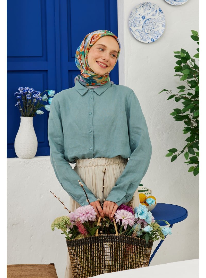 FRESHSCARFS Turuncu Poppy Desen Pamuk Vual Eşarp
