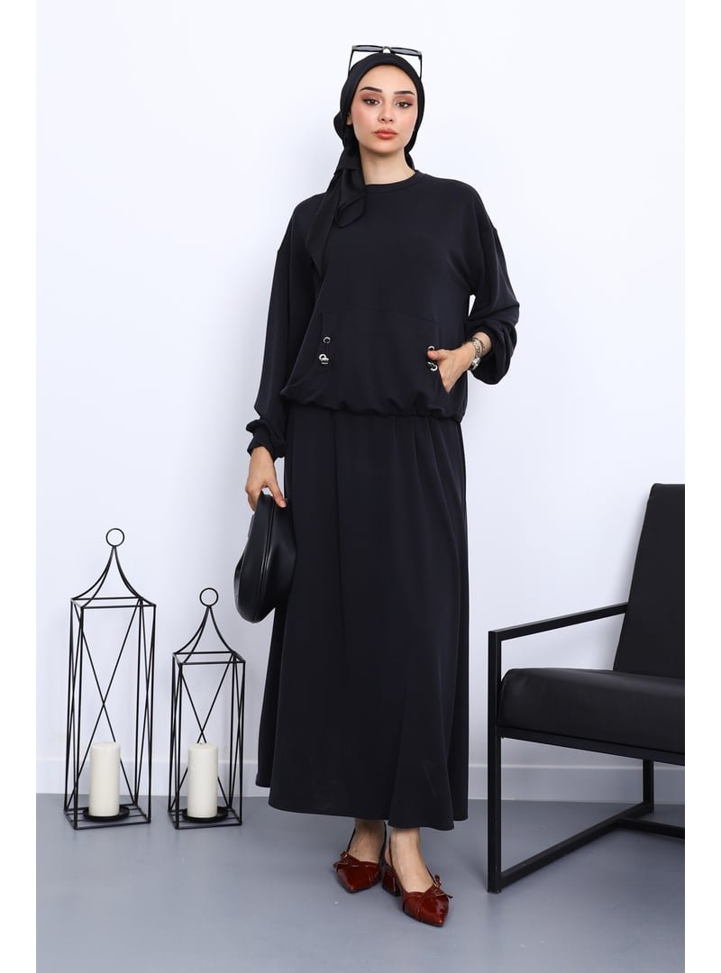 İmaj Butik Siyah Cepli Bluz Etekli Takım