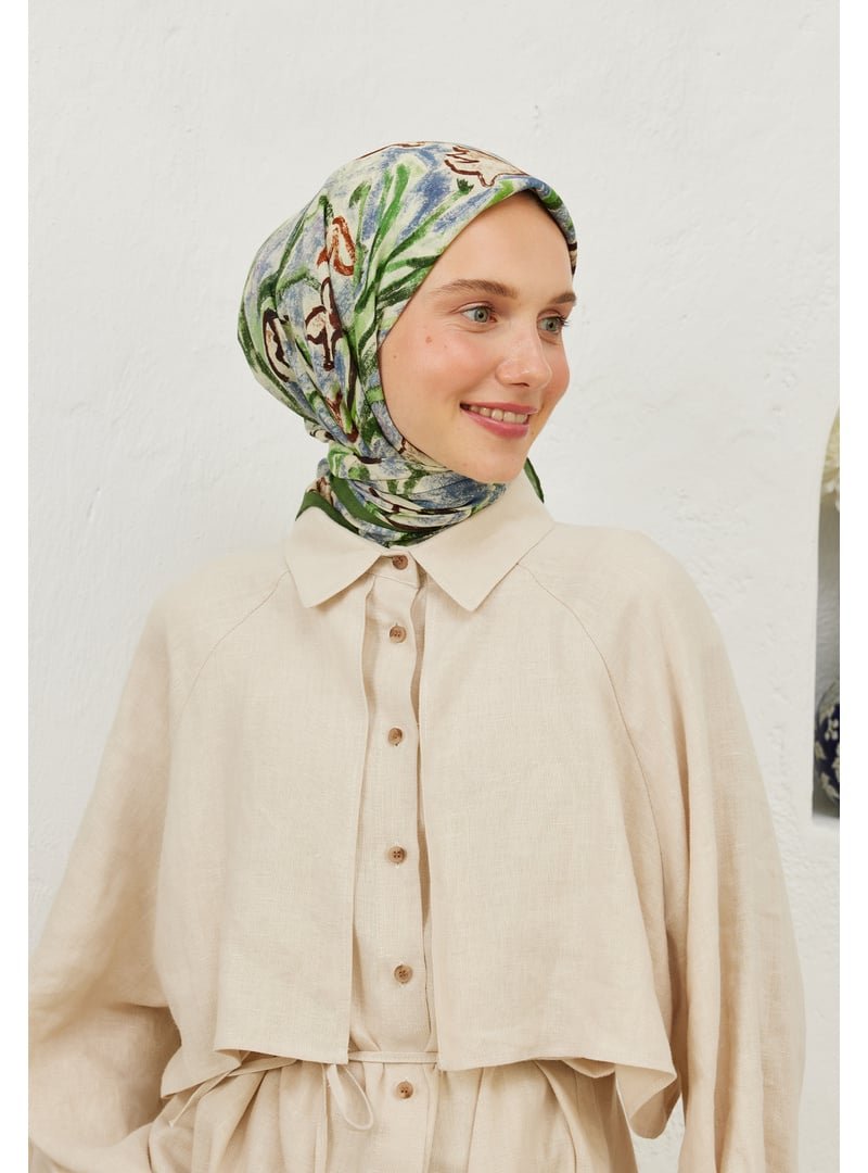 FRESHSCARFS İndigo Bloom Desen Pamuk Vual Eşarp