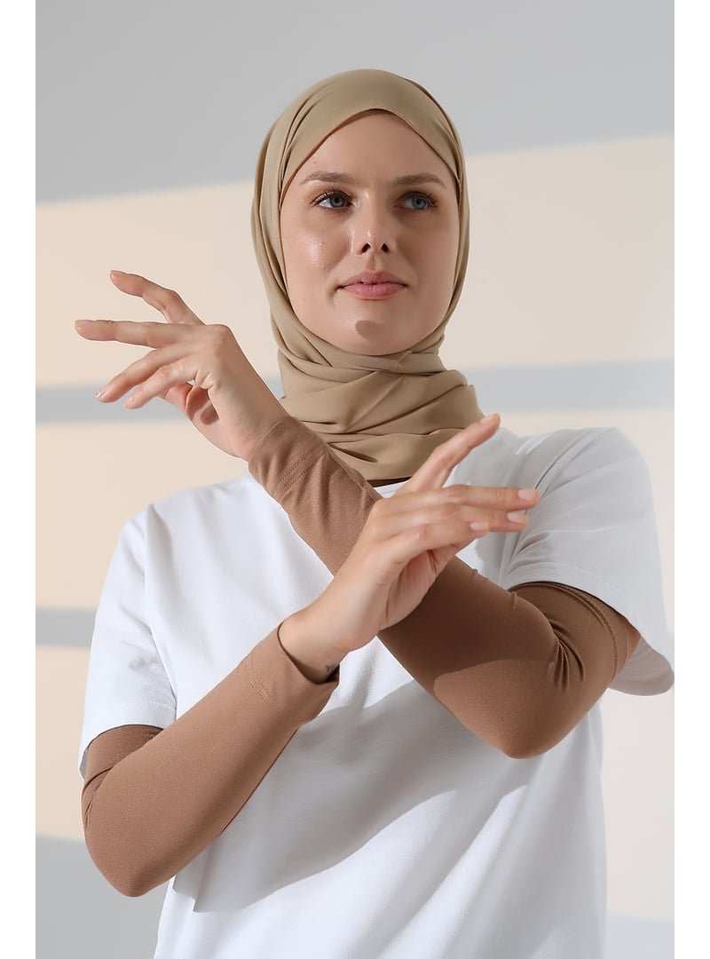 İhvanonline Kahve Düz Dikişsiz Pratik Likralı Kolluk Penye Namaz Kolluğu