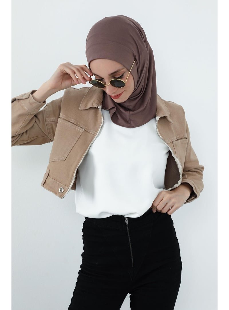 Aisha`s Design Çikolata Boyun Kapatıcı Özellikli Ve Kulaklık Girişli Penye Bone,b