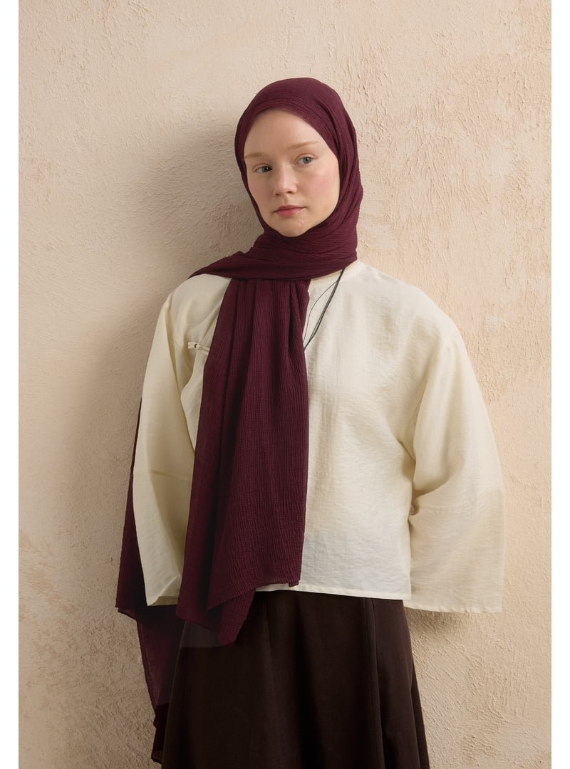 FRESHSCARFS Mürdüm Modal Krinkıl Şal