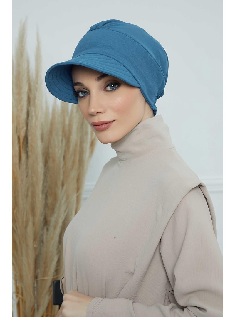 Aisha`s Design 73a İndigo Siperlikli Aerobin Şapka Bone,b
